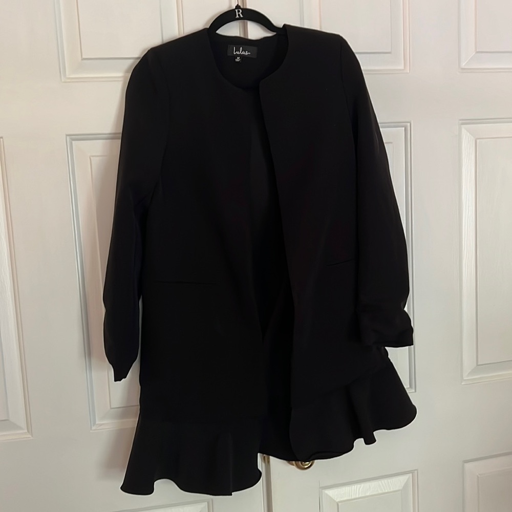 Lulus Size Medium Long Blazer Ruffle Bottom